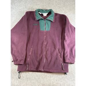 VINTAGE 90s Columbia Fleece Jacket Mens Large Burgundy Full Zip Outdoor Hiking